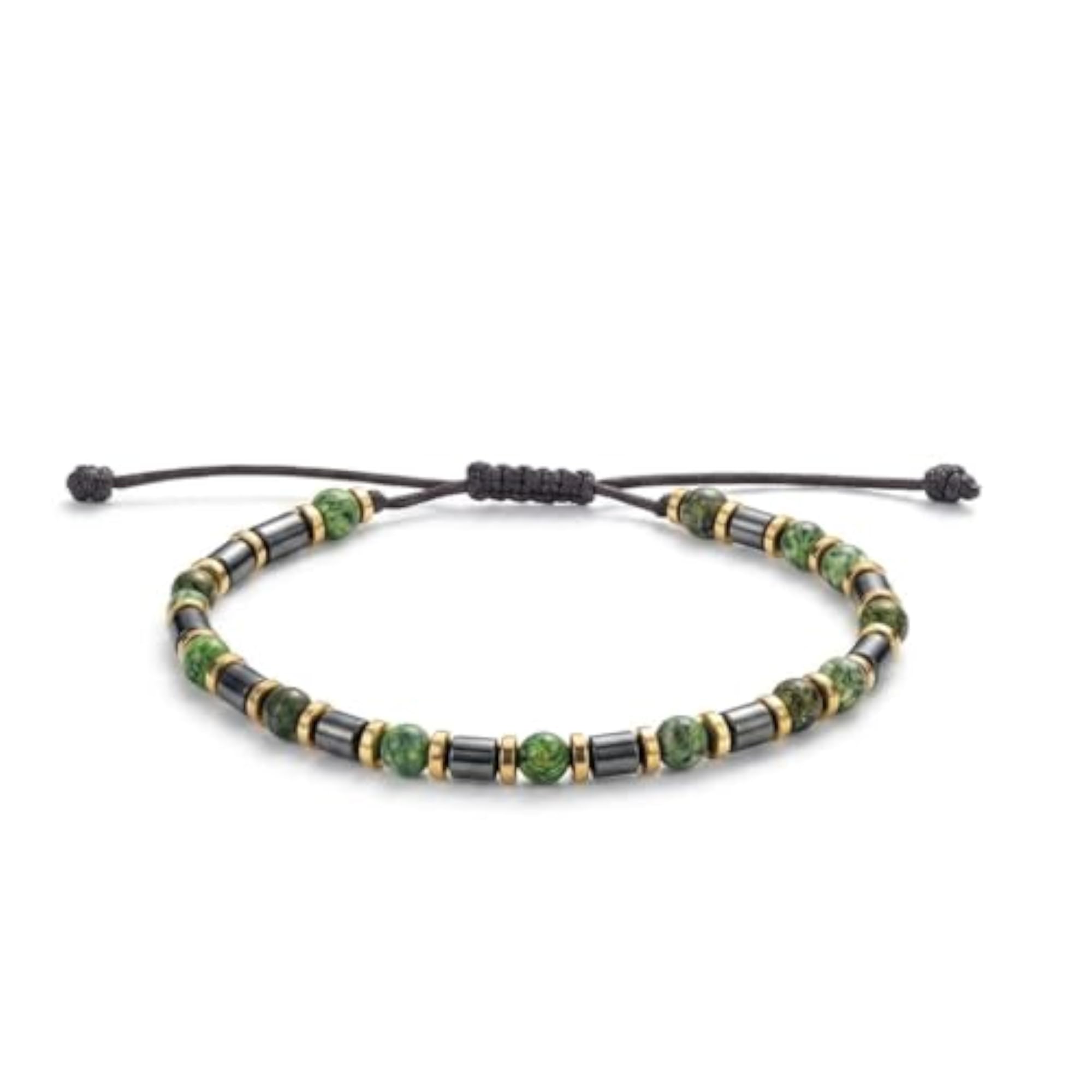 Aeron Hematite & Malachite Adjustable Bracelet for Men